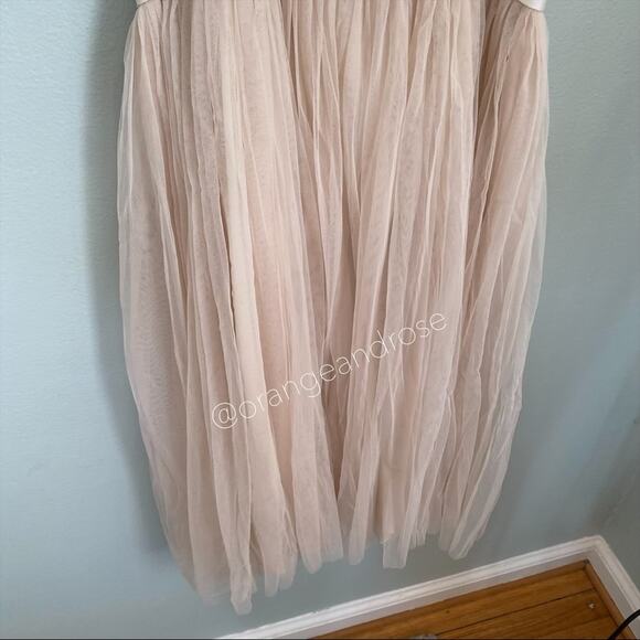 NWT Needle & Thread Nude Blush Pink beaded Top Tulle Empire Waist Maxi Dress 10 - Picture 8 of 12